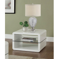 Coaster Furniture 703267 Square 2-shelf End Table Glossy White